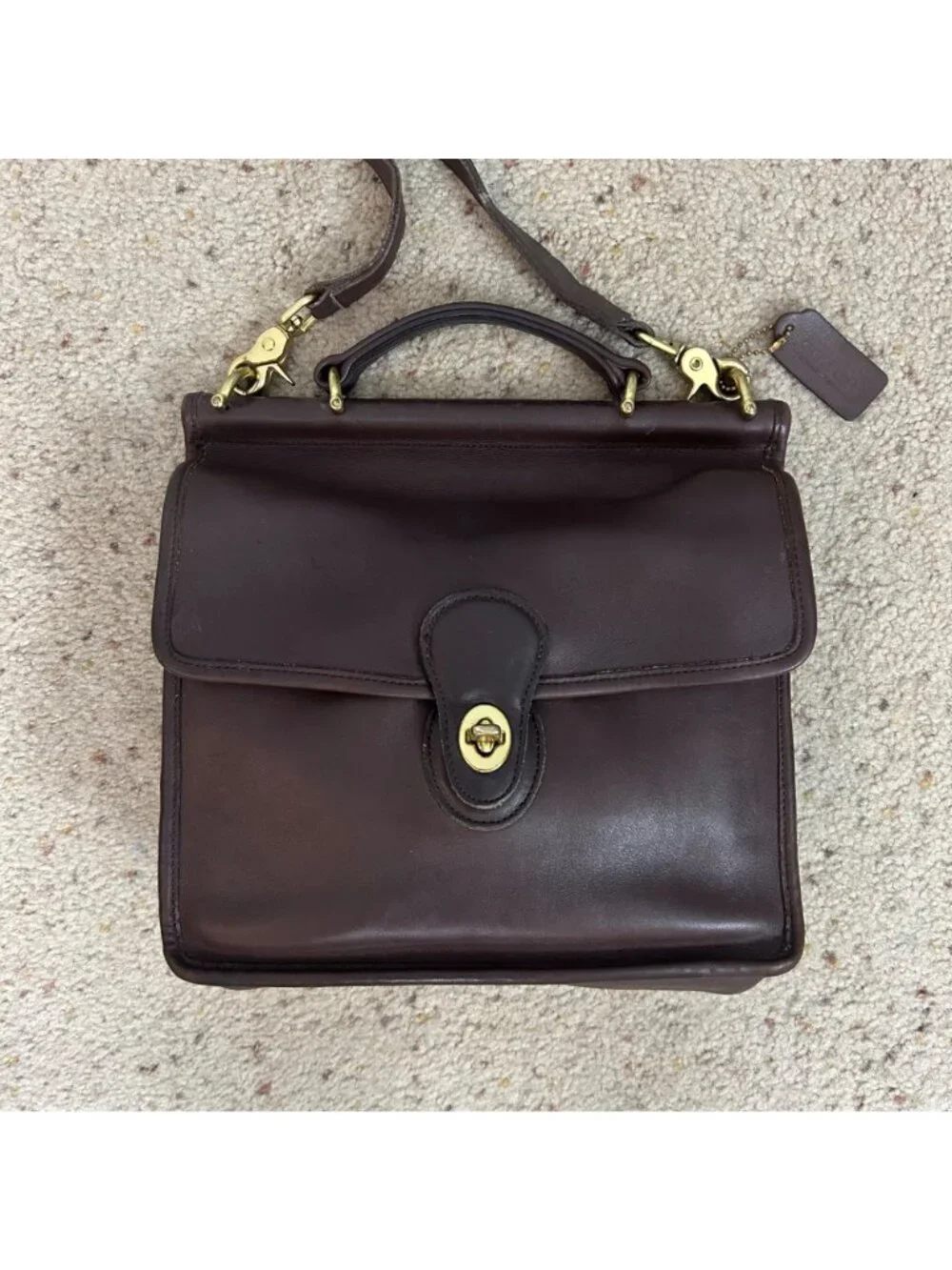 Vintage Coach Willis 9927 Brown Leather Crossbody Satchel Shoulder Bag Women's